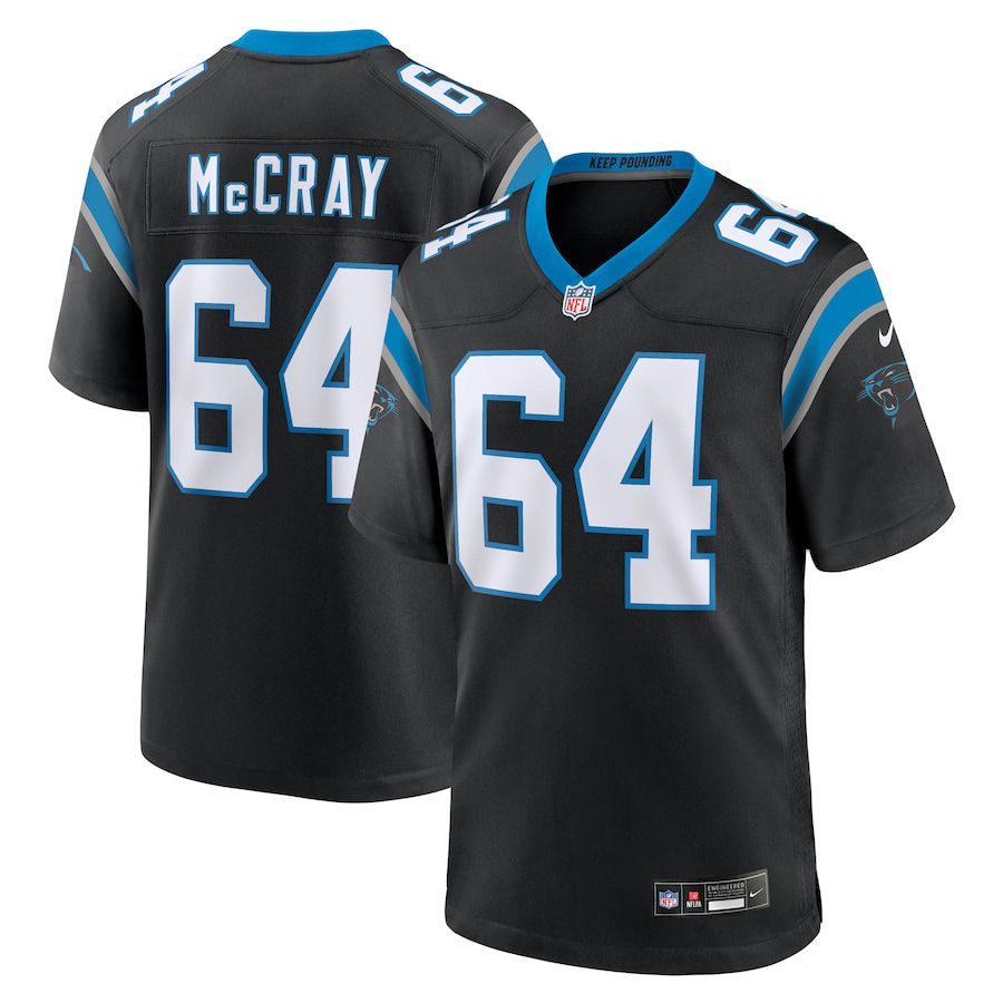 Men Carolina Panthers 64 Justin McCray Nike Black Team Game NFL Jersey